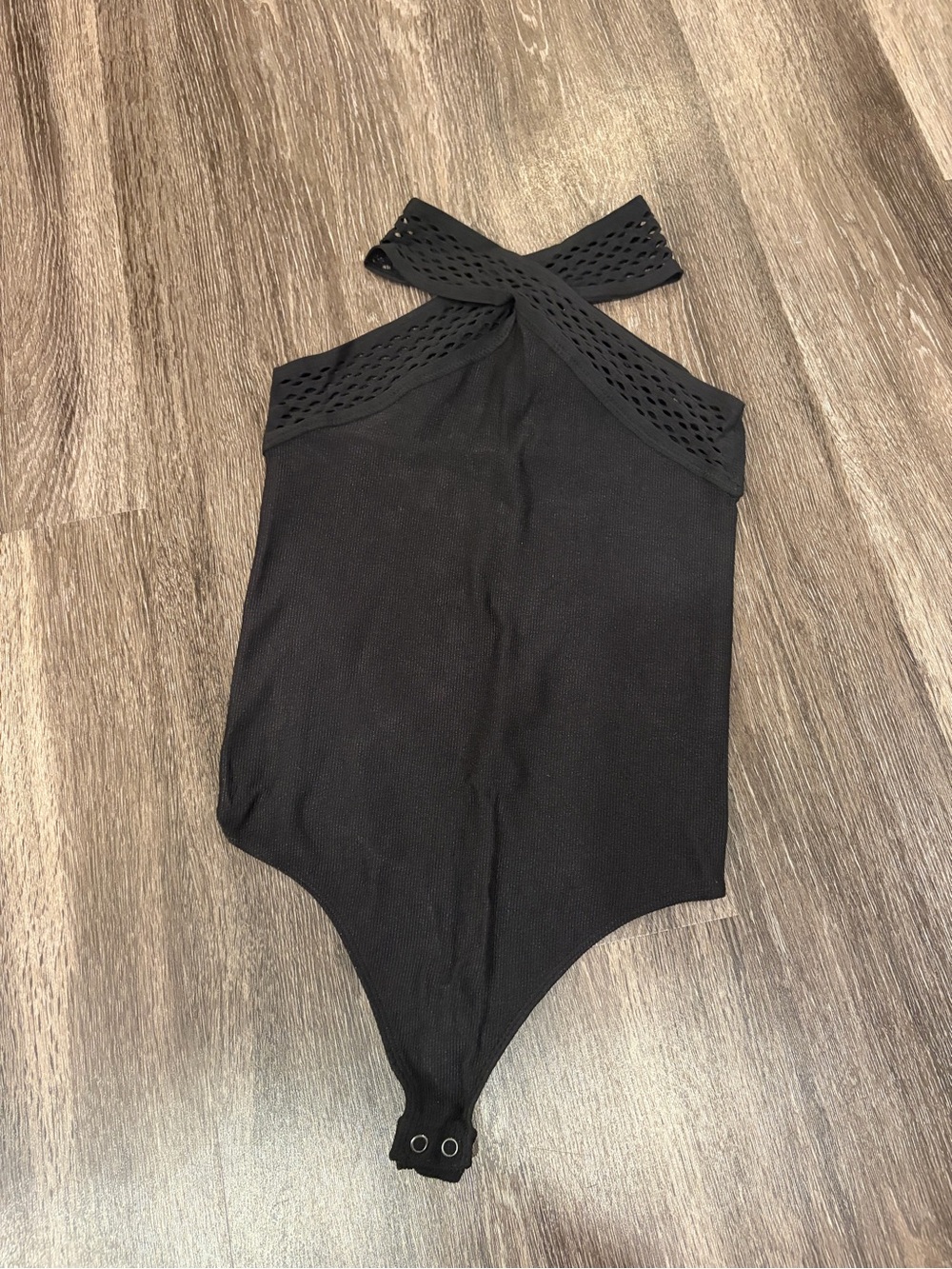 Express Black Crisscross Halter Kids Bodysuit